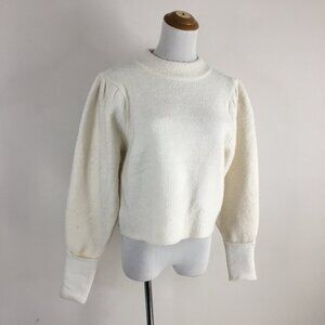 INDUSTRY Republic Ivory Wool Blend Knit Mock Neck Puff Cuffed Sleeve Sweater